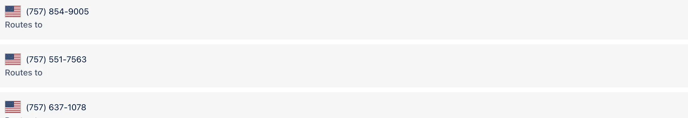The Manage Phone Number tab in the portal listing Outerbanks HVAC’s three numbers and what each routes to.
